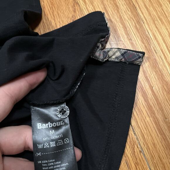 Barbour Men’s Tartan Pocket Trim Crewneck Short Sleeve Black T-Shirt Medium - Picture 7 of 9